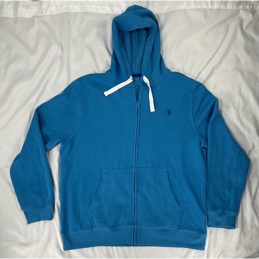 Polo Ralph Lauren Hoodie Mens 2XL Big Blue Pony Full Zip Heavy Knit 440